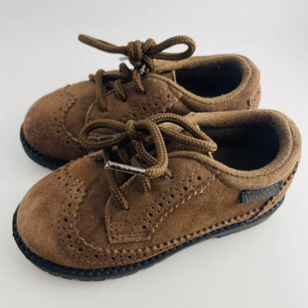 WEEBOK by REEBOK Brown Suede Wingtip Oxford Dress‎ Shoes Baby Boy Size 7.5 M
